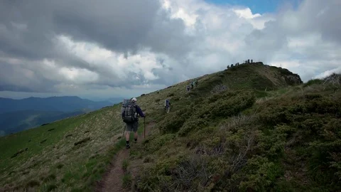 POV point of view walking along hiking mountain trail path, People Footsteps Stock Footage 79686107
