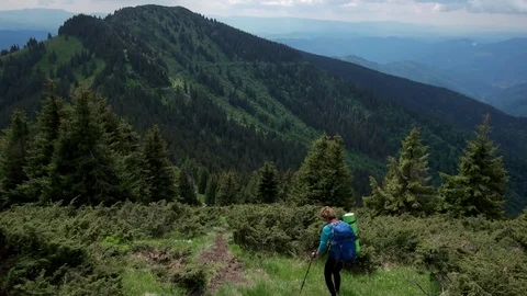 POV point of view walking along hiking mountain trail path, People Footsteps Stock Footage 80678596