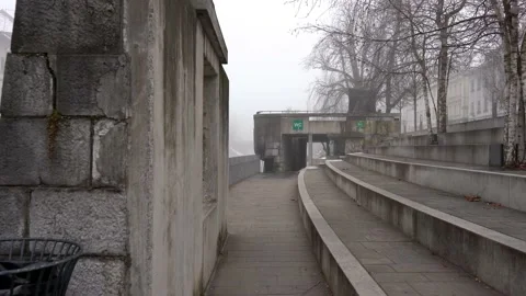 POV point of view walking on Hribar embankment in Ljubljana city Stock Footage 169367677