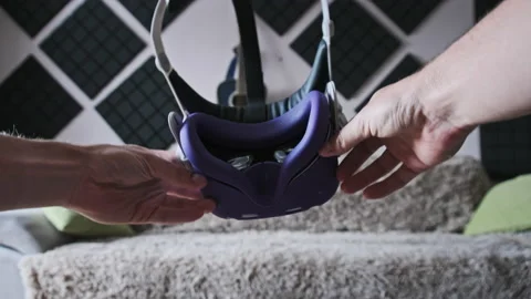 Putting On Vr Headset Stock Video Footage | Royalty Free Putting On Vr