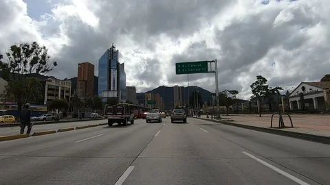 POV real time of driving through heavy traffic and streets of Bogota Colombia Stock Footage 120541771