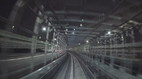POV real-time ride through Tokyo tunnels via the Yurikamome Vídeos de archivo 52182330
