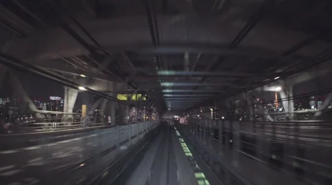 POV real-time ride through Tokyo tunnels via the Yurikamome Vídeos de archivo 56385561
