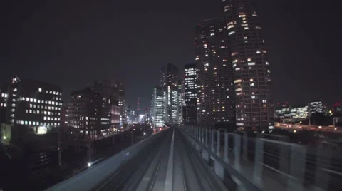 POV real-time ride through Tokyo via the Yurikamome Stock Footage 56385977