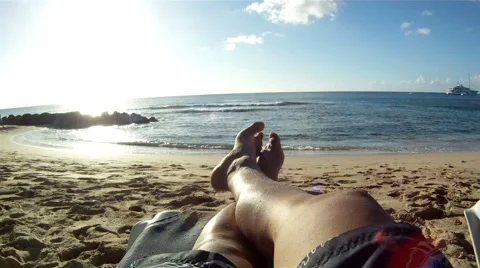 POV relaxing next to the beach Stock Footage 40415655