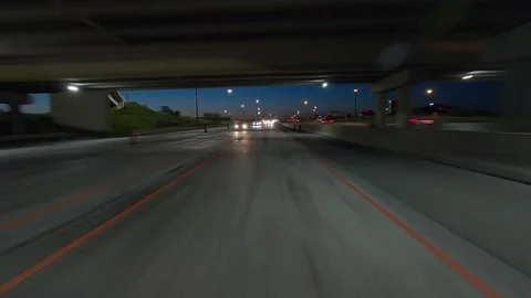 POV of reverse rear view shot roads and highways on a very dark night Vídeo Stock 156441990