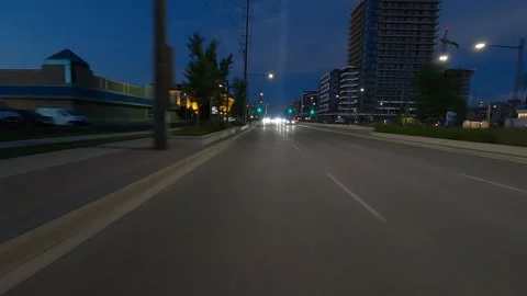 POV of reverse rear view shot roads and highways at dusk 스톡 동영상 156443526