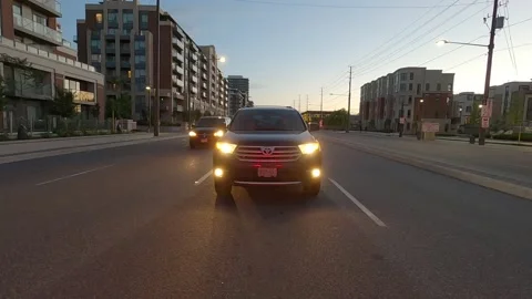 POV of reverse rear view shot roads and highways at dusk 스톡 동영상 156446080