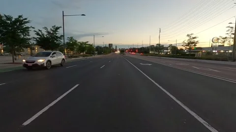 POV of reverse rear view shot roads and highways at dusk 動画素材 156446845