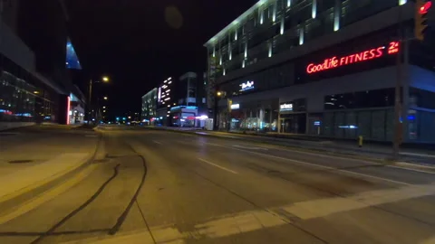 POV reverse shot driving on dark night on city streets and highway Stock Footage 131041719