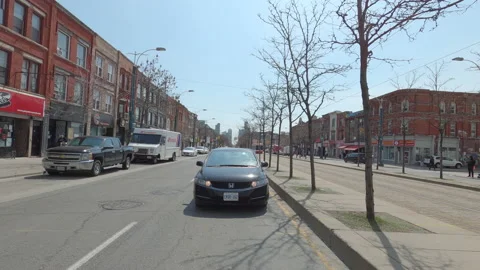 POV reverse shot driving in downtown Toronto city streets 库存影片 151872638