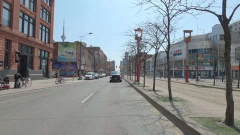 POV reverse shot driving in downtown Toronto city streets 库存影片 151873940