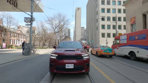 POV reverse shot driving in downtown Toronto city streets 库存影片 151876501