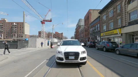 POV reverse shot driving in downtown Toronto city streets Vídeos de archivo 151884250