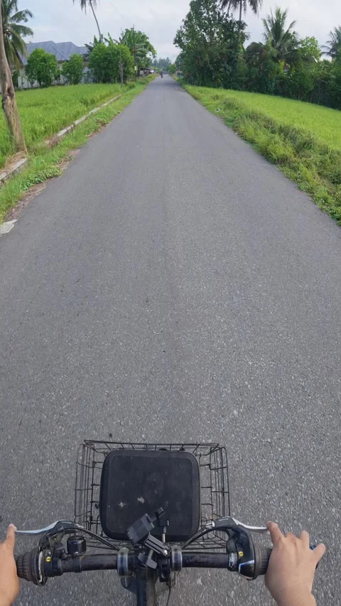 POV Riding a Bicycle Down a Rural Road Stock Footage 333310092