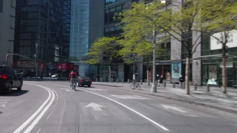 POV riding a bicycle during the lockdown in Columbus Circle, NYC. Stock Footage 139582215