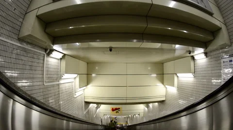 POV of Riding down Escalator in the Tokyo Metro Station Stock-Footage 42751815