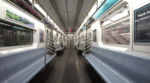 POV - Riding the subway in New York Stock Footage
