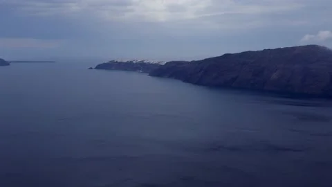 POV right to left view of the Aegean sea from the island of Santorini in Greece Stock Footage 130247953