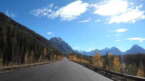 POV road trip mountain driving Icefields Parkway in Canada Stock Footage 58164243
