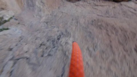 Pov from a rope moving along the cliff, Mallorca, Spain Stock Footage 288438676