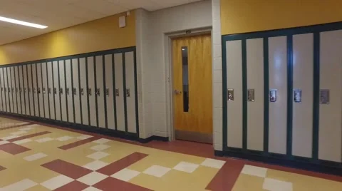Pov running in school corridor 60fps Stock Footage 62945674