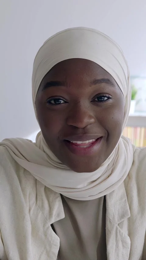 POV screen laptop view of young African woman talking on video call at home Stock Footage 284673603