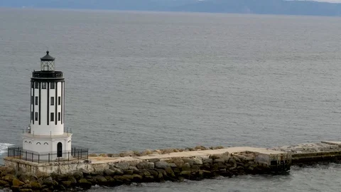 POV from ship passing Los Angles Harbor Lighthouse Stock-Footage 106888092
