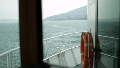 POV. A Ship Sailing On Stormy Sea. Steadicam Shot Stock Footage 123701320