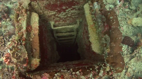 Pov into Shipwreck Stock Footage