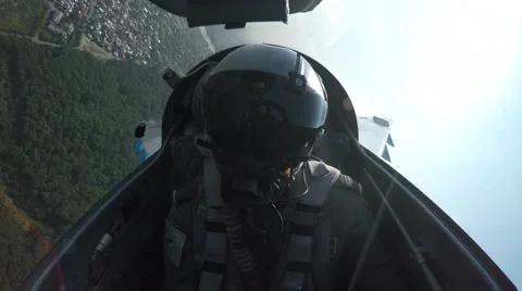 POV shot from the cockpit of a fighter plane. Stock Footage