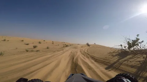 POV shot of dune buggy travelling through the desert Stock Footage