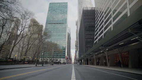POV shot of empty streets of New York Manhattan during the Covid-19 coronavirus Stock Footage 128975460