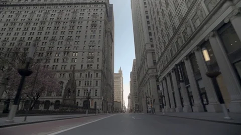 POV shot of empty streets of New York Manhattan during the Covid-19 coronavirus Stock Footage 128975463