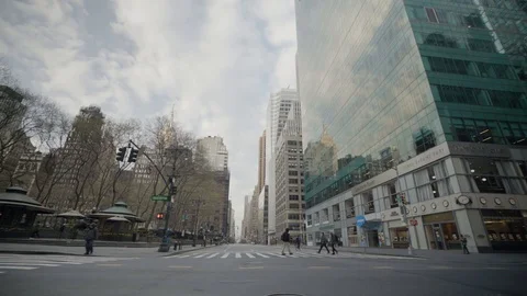 POV shot of empty streets of New York Manhattan during the Covid-19 coronavirus Stock Footage 128978854