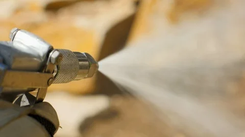 POV shot of functioning garden spray gun Video stock 122026803