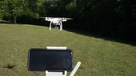 POV Shot of Hands Flying A Drone In A Park Vídeo Stock 80291842