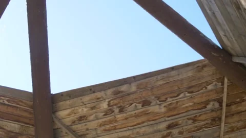 POV Shot Looking Inside of the Native America Tiipii in Paradise Falls Stock Footage 217514691