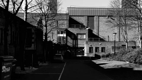 Pov shot of moving towards a modern brick building Video stock 171831663