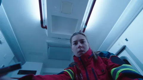 POV shot from patient's perspective inside an ambulance Stock Footage 283110216
