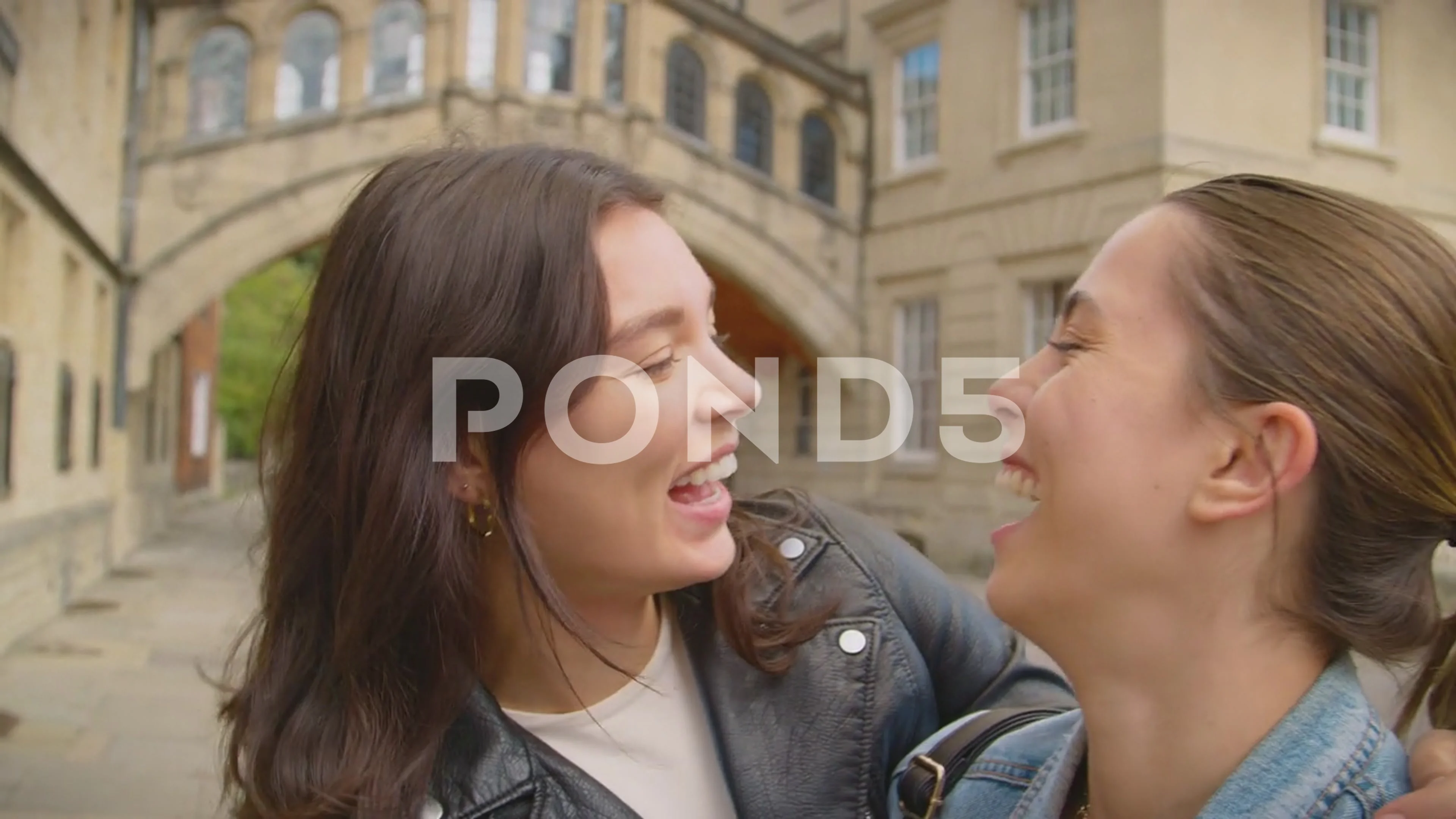 POV Shot Of Same Sex Female Couple Pose For Selfie As They Visit Oxford UK