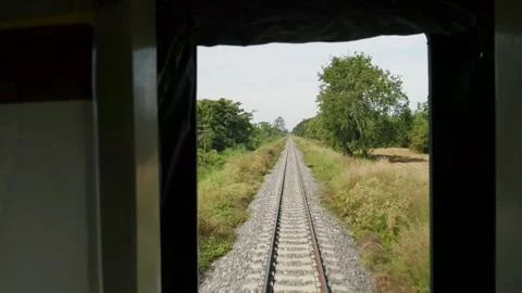 POV shot from train of Thailand's Eastern Line from Bangkok to Ban Klong Luk Video stock 307375726
