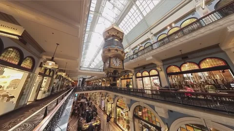 POV shot of walking inside the Queen Victoria Building in Sydney Stock Footage 250003069