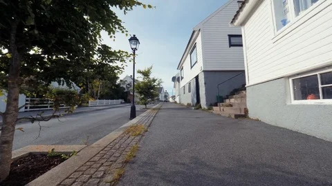 POV shot. Walking through the clean, well-groomed streets of the European city Stock Footage 84828469