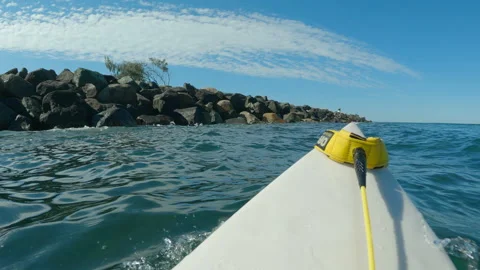 POV shot of what is it like to be on a surfboard Stock Footage 264076121