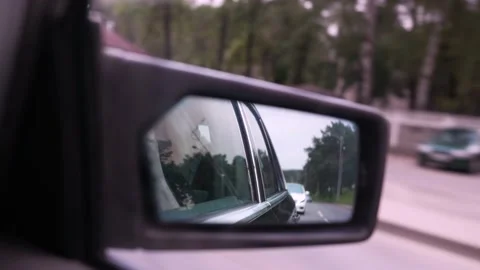 Pov Of Side Mirror Of The Moving Car While Driving On Local Road Stock Footage 201251457