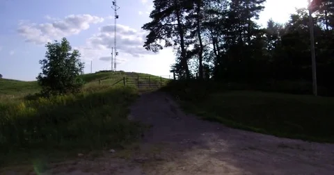 POV side view driving through farms and farmland of Ontario Canada Stock Footage