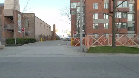 POV side view empty city of Toronto streets during COVID 19 pandemic lockdown Stock Footage 144848849