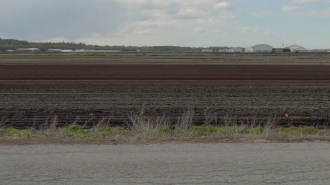 POV side view rich soil and farmland in the Holland marsh of Ontario Video stock 154332813