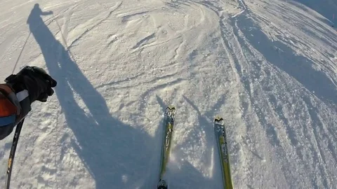 POV of a ski accident and fall Stock Footage 83137102